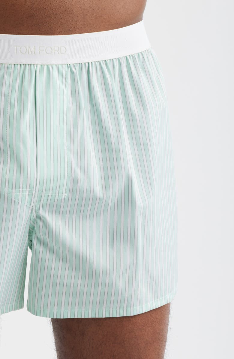 TOM FORD Cotton Poplin Boxer Shorts, Alternate, color, Light Green/ White