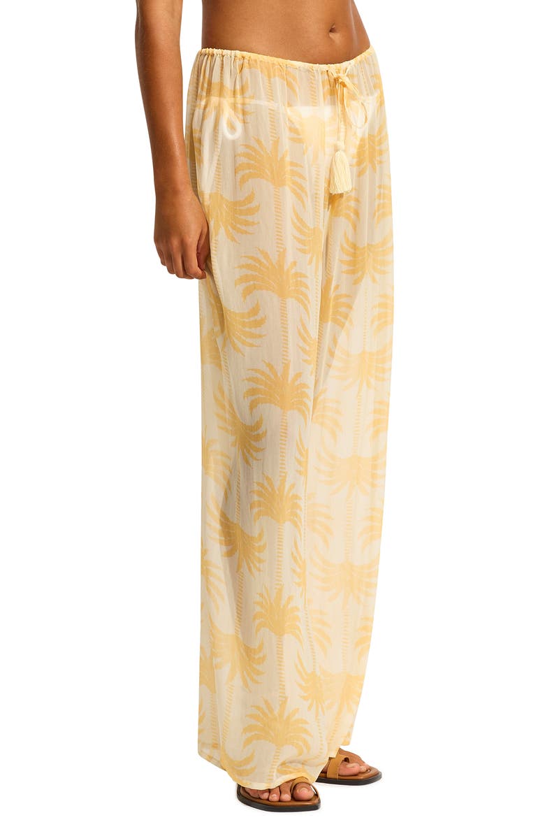 Seafolly Wide Leg Cover-Up Drawstring Pants, Alternate, color,