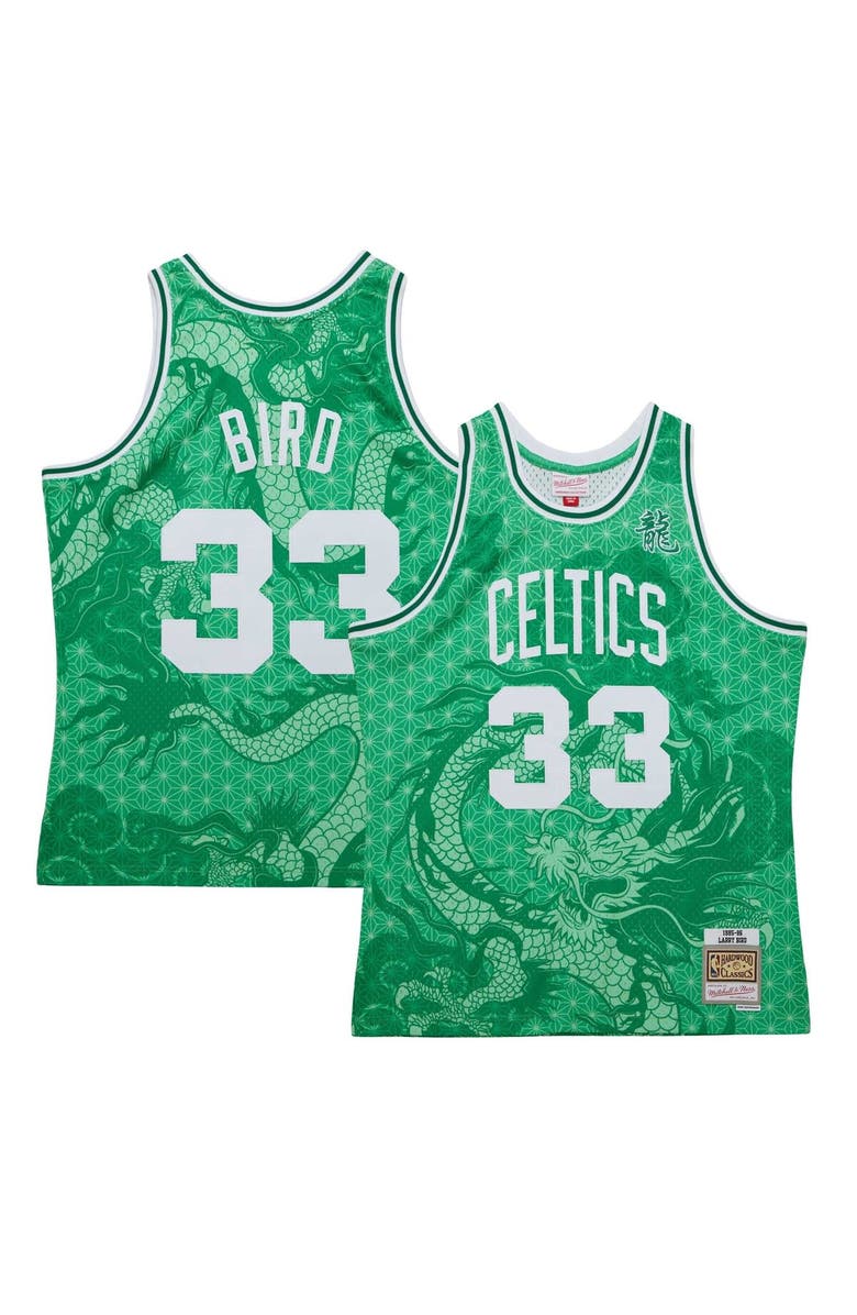 Mitchell & Ness Men's Mitchell & Ness Larry Bird Kelly Green Boston Celtics 1985/86 Hardwood Classics Asian Heritage 6.0 Swingman Throwback Player Jersey, Alternate, color, 