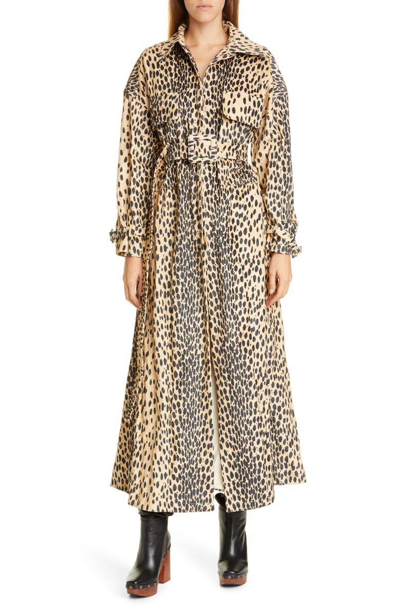 Jacquemus Le Manteau Thika Leopard Print Trench Coat, Main, color,