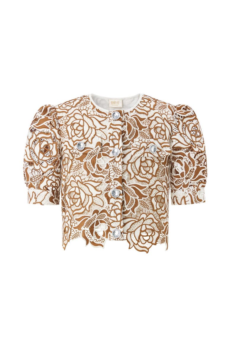 Kimberly Embroidered Jacket, Alternate, color, Ivory/Tan