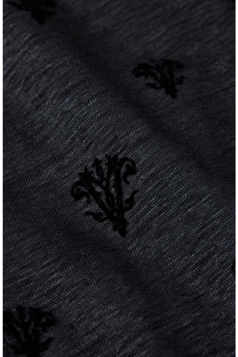 Anselmo Flocked Modal Knit Button-Up Shirt, Alternate, color, BLACK