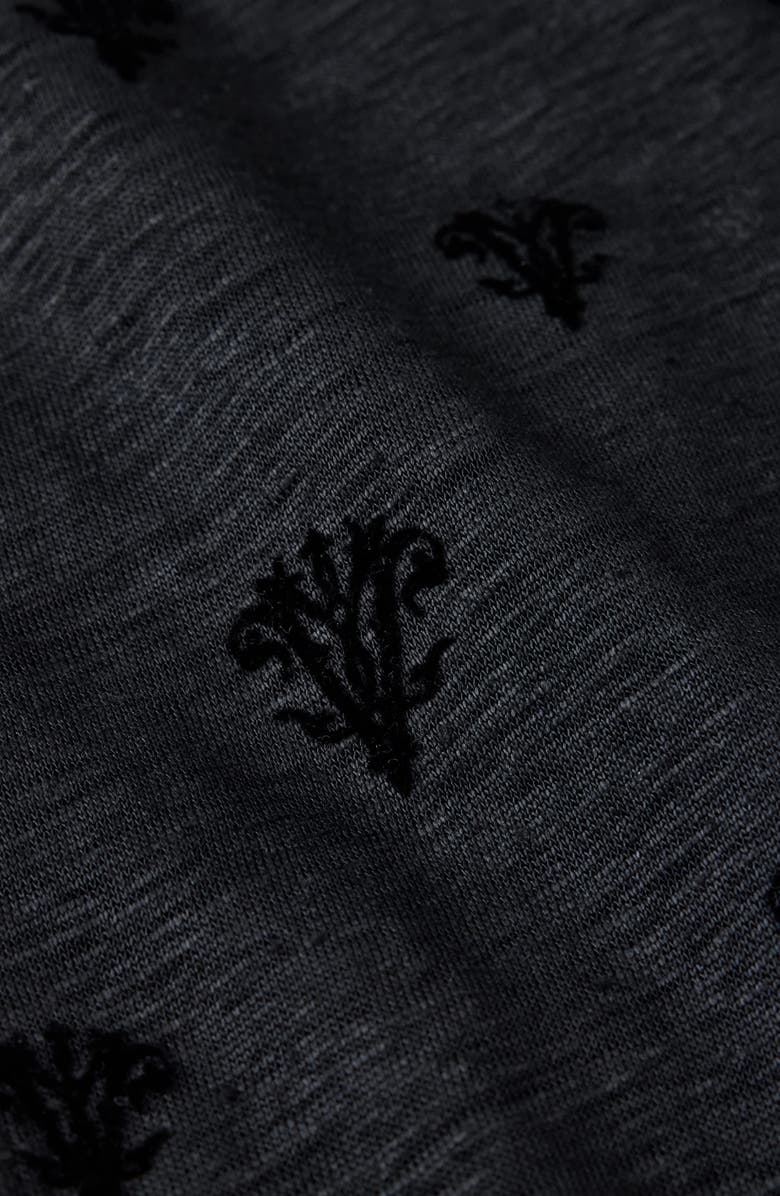 John Varvatos Anselmo Flocked Modal Knit Button-Up Shirt, Alternate, color, Black