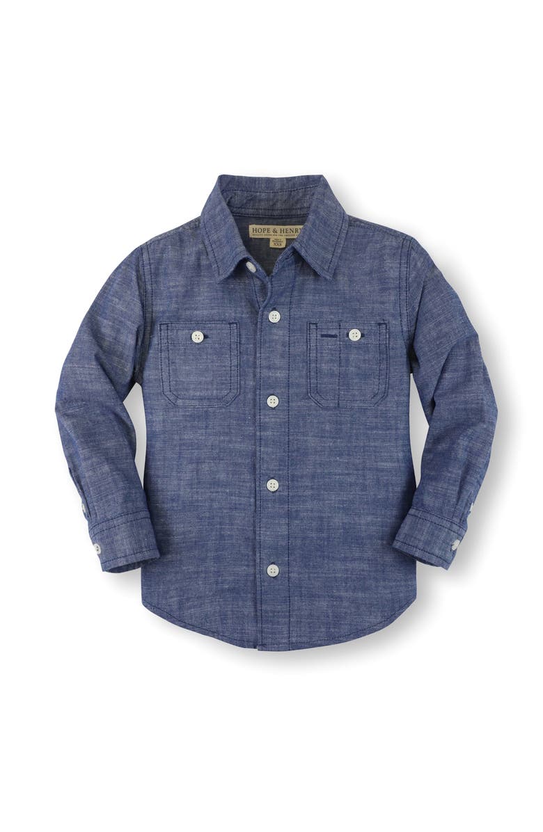 Hope & Henry Organic Long Sleeve Chambray Button Down Shirt, Main, color,