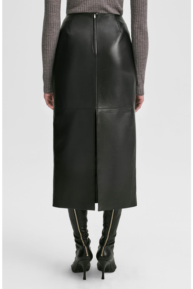 Marta Leather Midi Skirt, Alternate, color, BLACK