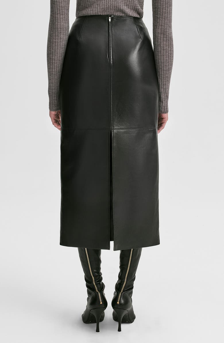 A.L.C. Marta Leather Midi Skirt, Alternate, color, Black