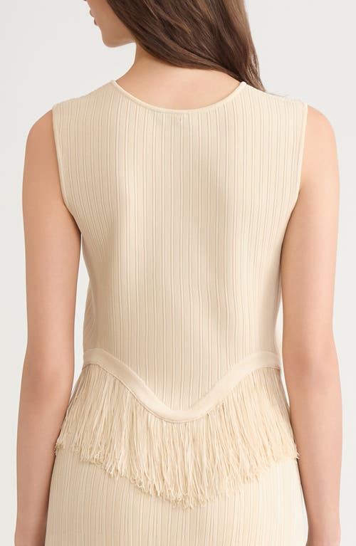 Misook X Lani Lynn Fringe Trim Knit Sleeveless Top In Neutral