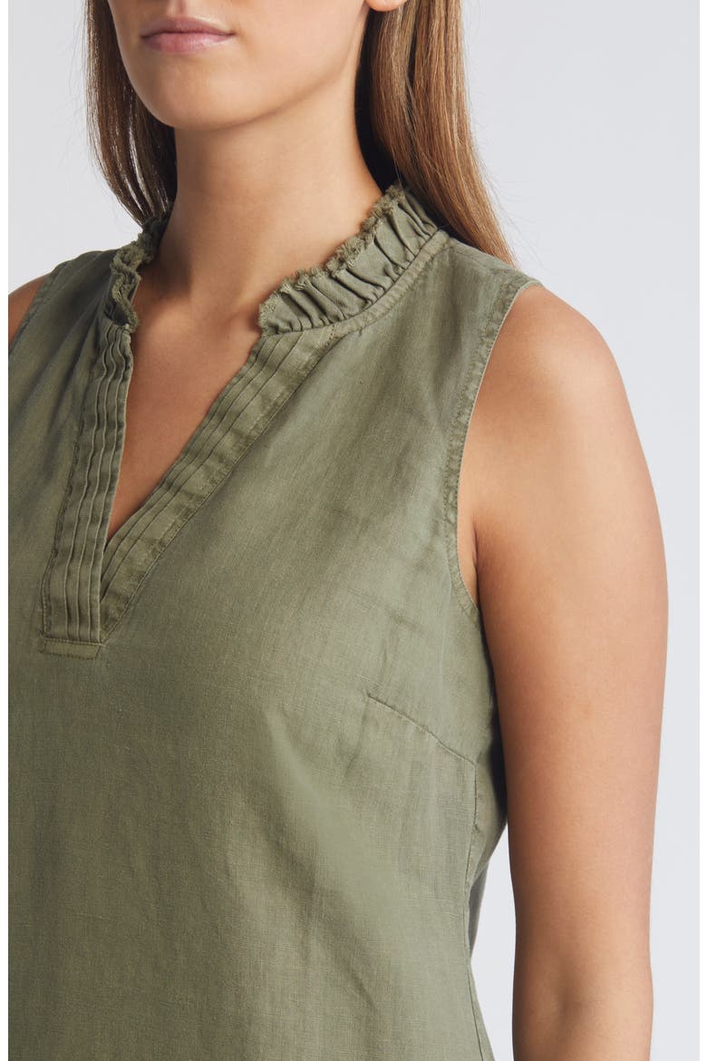 Two Palms Double Ruffle Linen Dress, Alternate, color, TEA LEAF