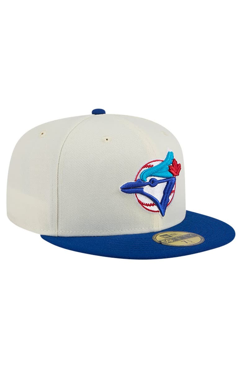 New Era Men's New Era Cream Toronto Blue Jays Cooperstown Collection Chrome 59FIFTY Fitted Hat, Alternate, color,