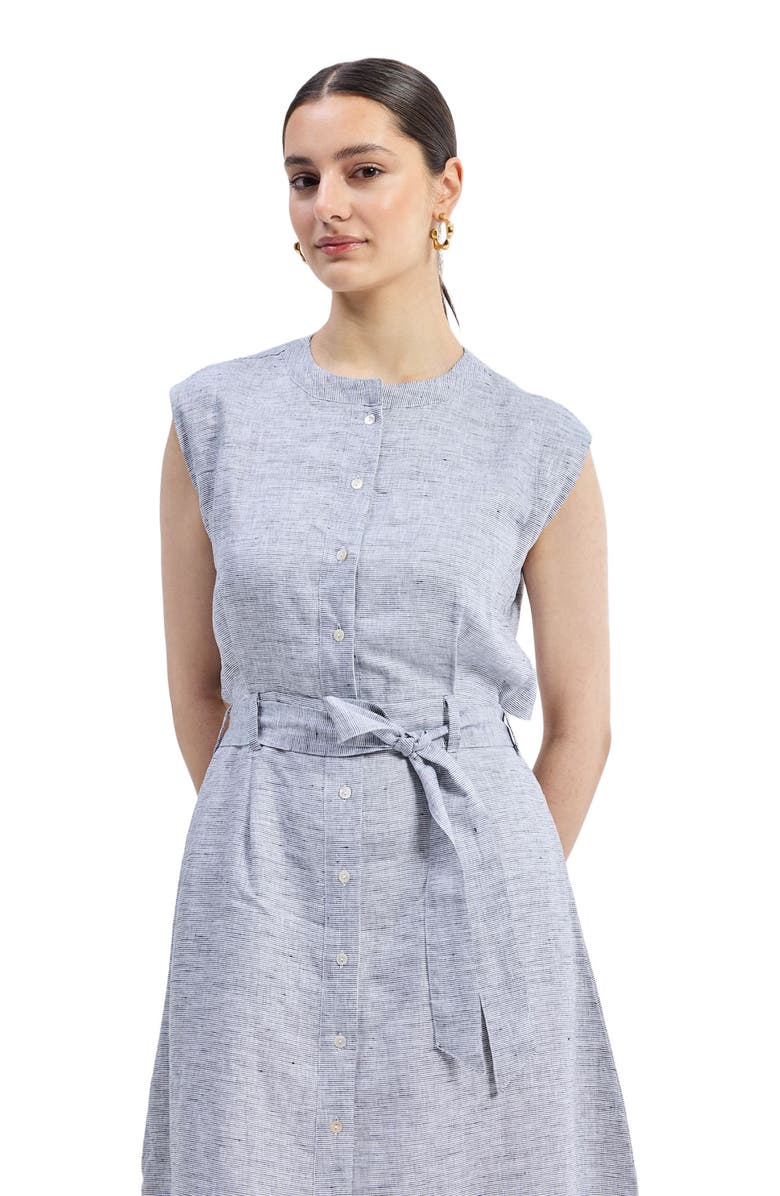 Reistor Back Cut Out Linen Dress, Alternate, color, Pin Striped