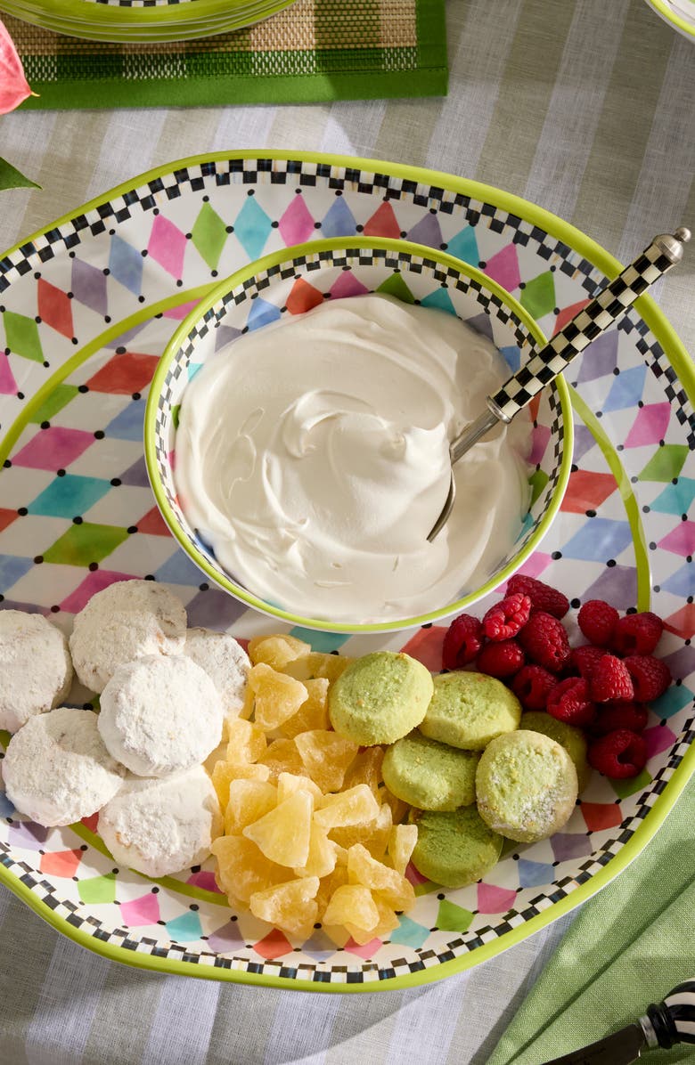 MACKENZIE CHILDS Palm Springs Set of 4 Melamine Bowls, Alternate, color, White Multi