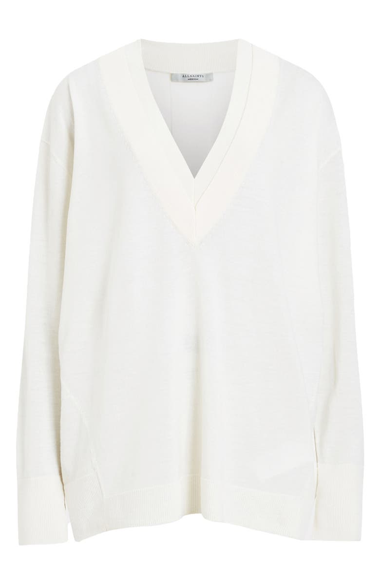AllSaints Bern V-Neck Wool Sweater, Alternate, color, Chalk White