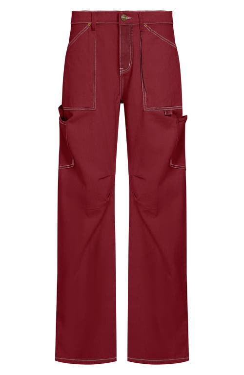Lioness Miami Lowrise Pocket Detail Wide Leg Jeans In Red