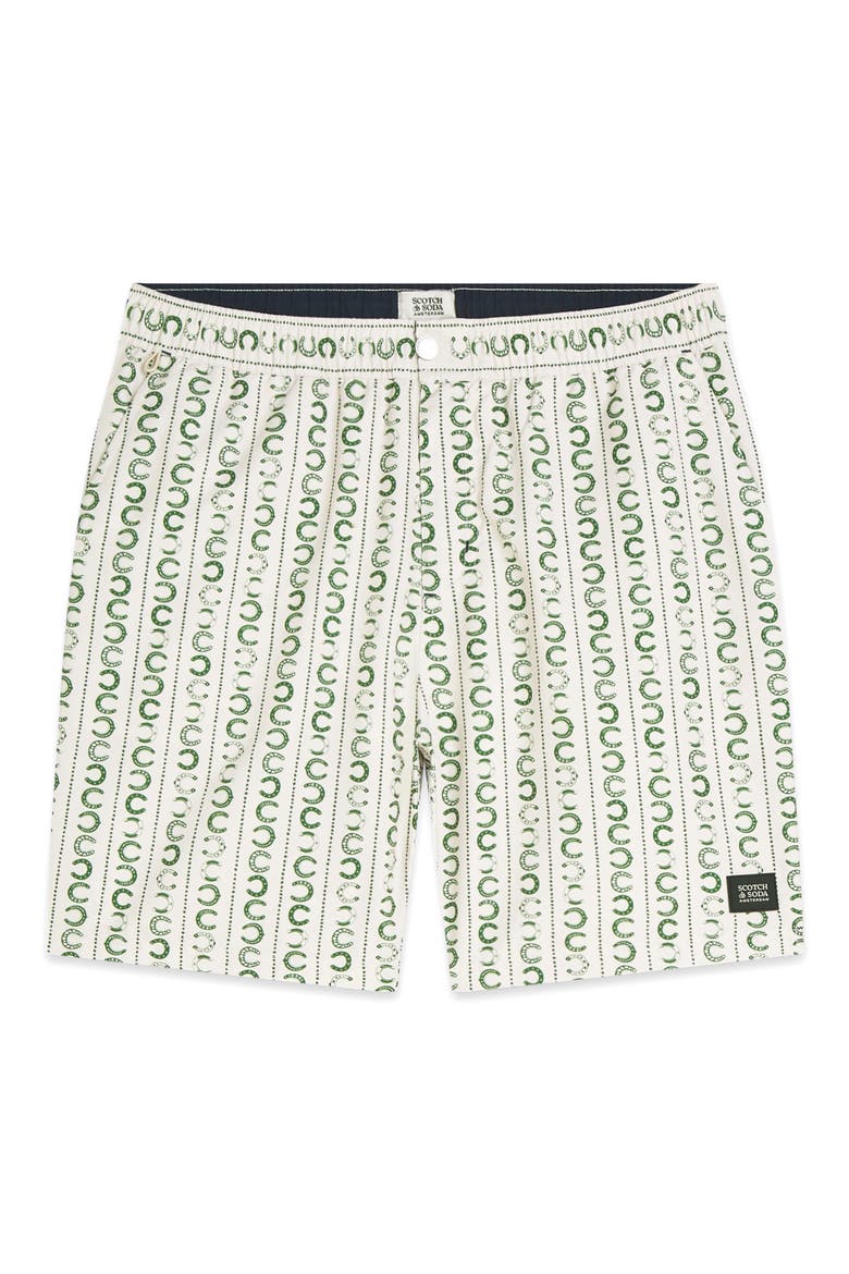 Print Swim Trunks, Alternate, color, HORSESHOE STRIPE EGG