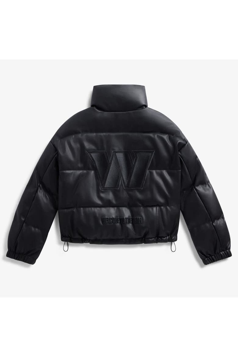 Women's  Black Washington Commanders Faux Leather Puffer Jacket, Alternate, color, Black
