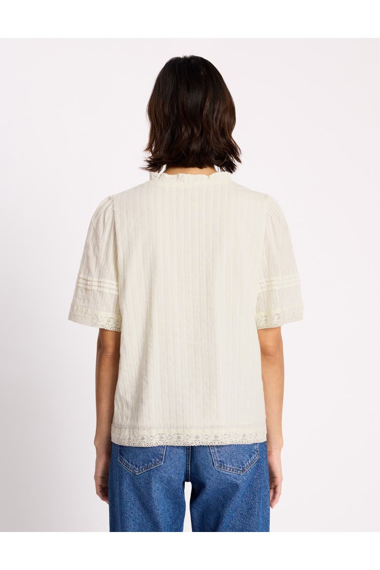 Pintuck Sleeve Button Through Top, Alternate, color, Cream