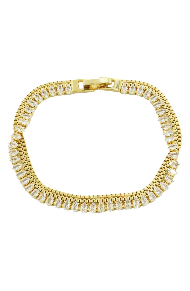 Panacea Double Row Marquise Crystal Bracelet, Main, color, Gold