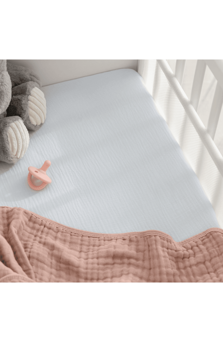 Comfy Cubs Muslin Fitted Bassinet Crib Sheet, Alternate, color, White