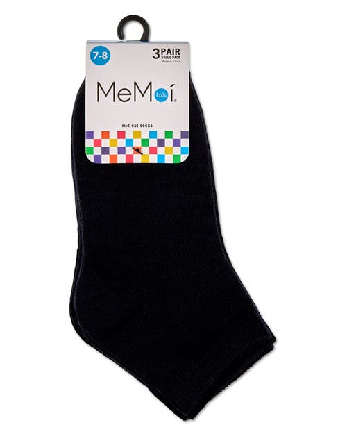 Memoi Unisex Cotton Blend Mid-cut Socks 3-pack In Blue