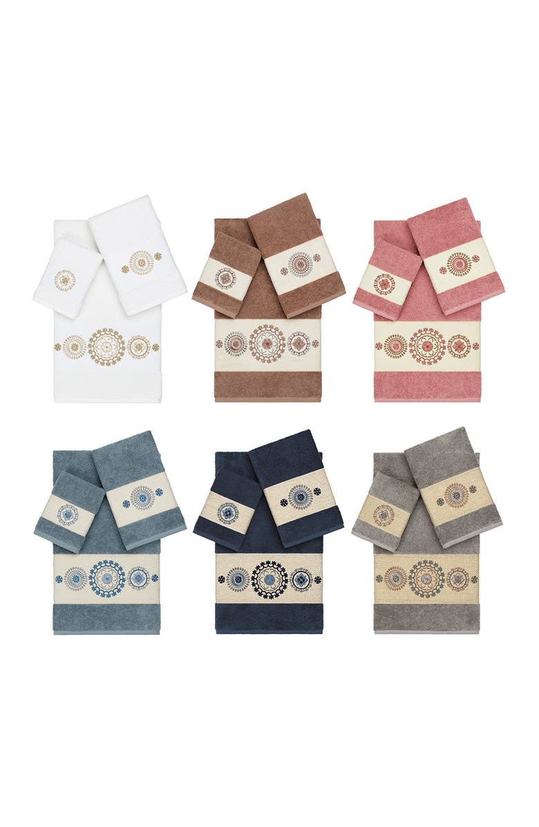 Linum Home Textiles Isabelle 3-Piece Embellished Towel Set - Latte, Alternate, color, Latte