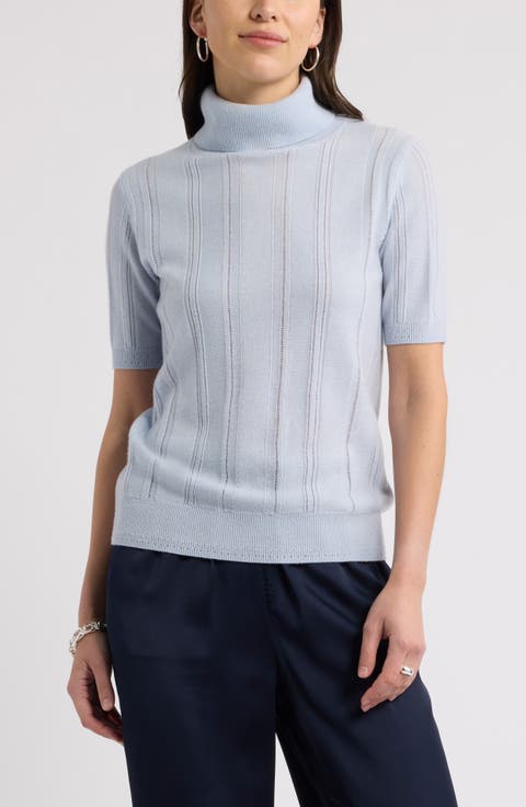 Wool & Cashmere Short Sleeve Turtleneck Sweater