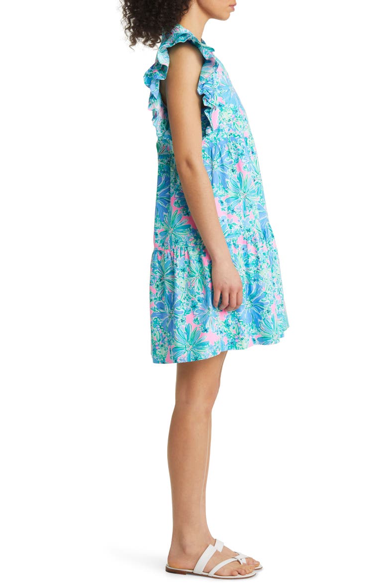 Aldena Floral Ruffle A-Line Minidress, Alternate, color, PINK GOOD HARE DAY