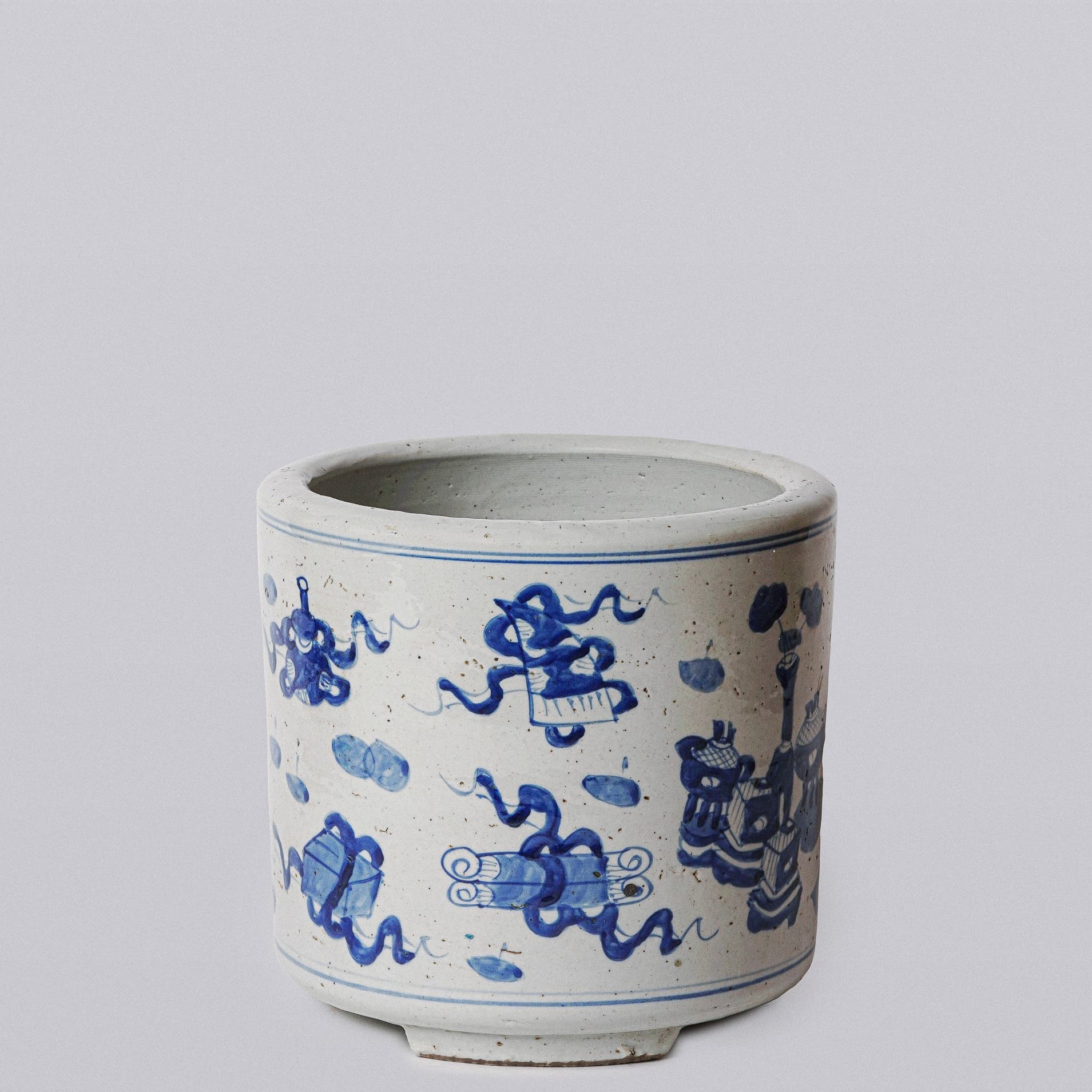 Blue and White Porcelain Treasures Footed Cachepot - Thumbnail 2