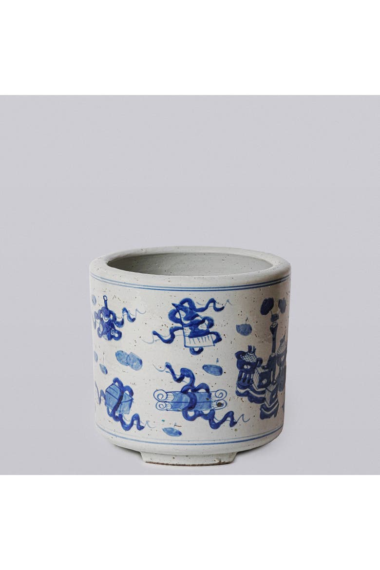 Blue and White Porcelain Treasures Footed Cachepot, Alternate, color, Blue and White
