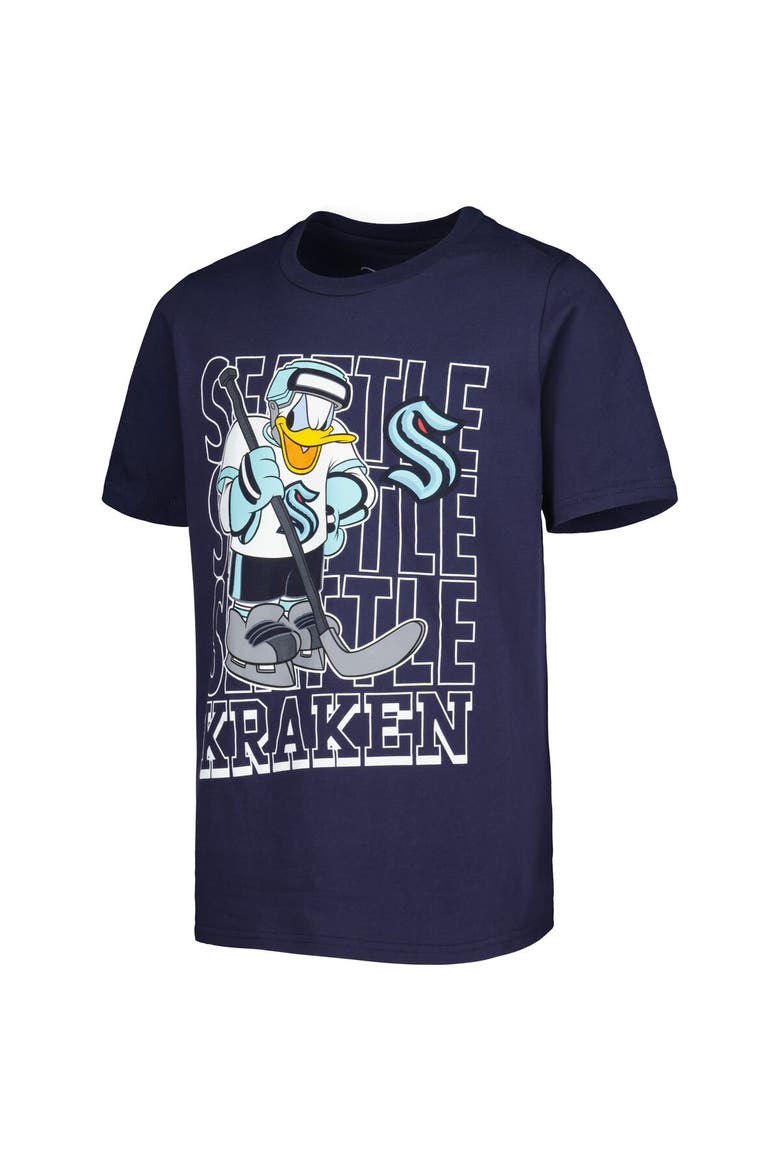 Youth Deep Sea Blue Seattle Kraken Disney Donald Duck Three-Peat T-Shirt, Alternate, color, Navy