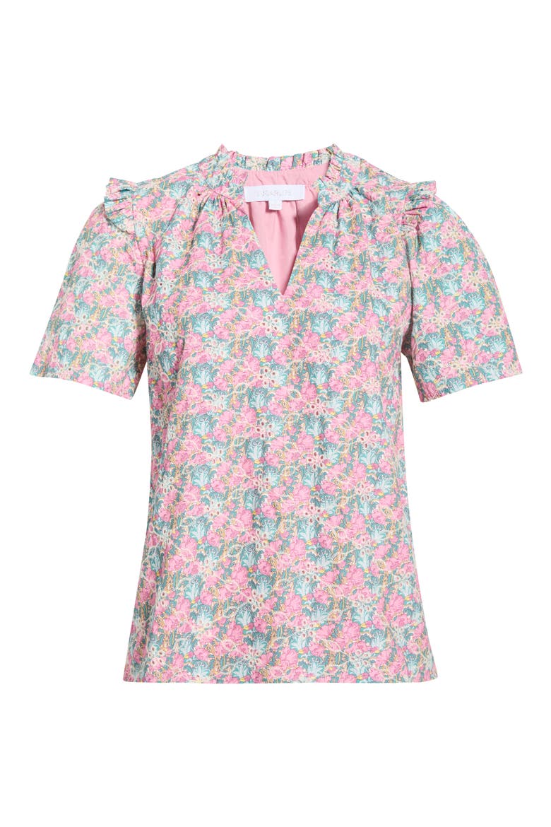 Gemalee Eyelet Mei Split Neck Top, Alternate, color, PINK-GREEN