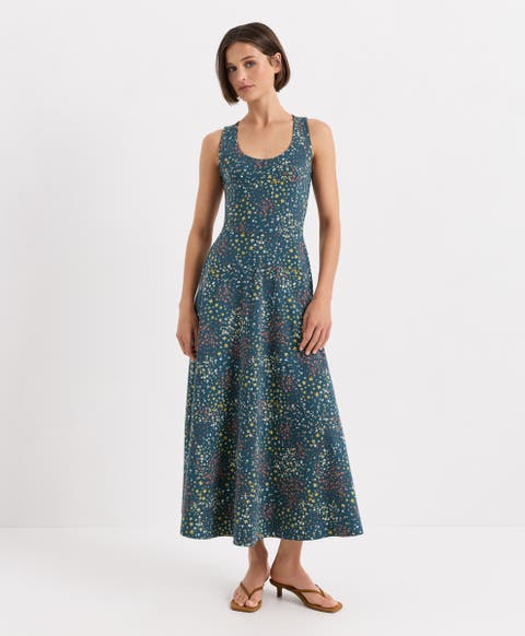 Fit & Flare Open Back Maxi Dress Made With Organic Cotton