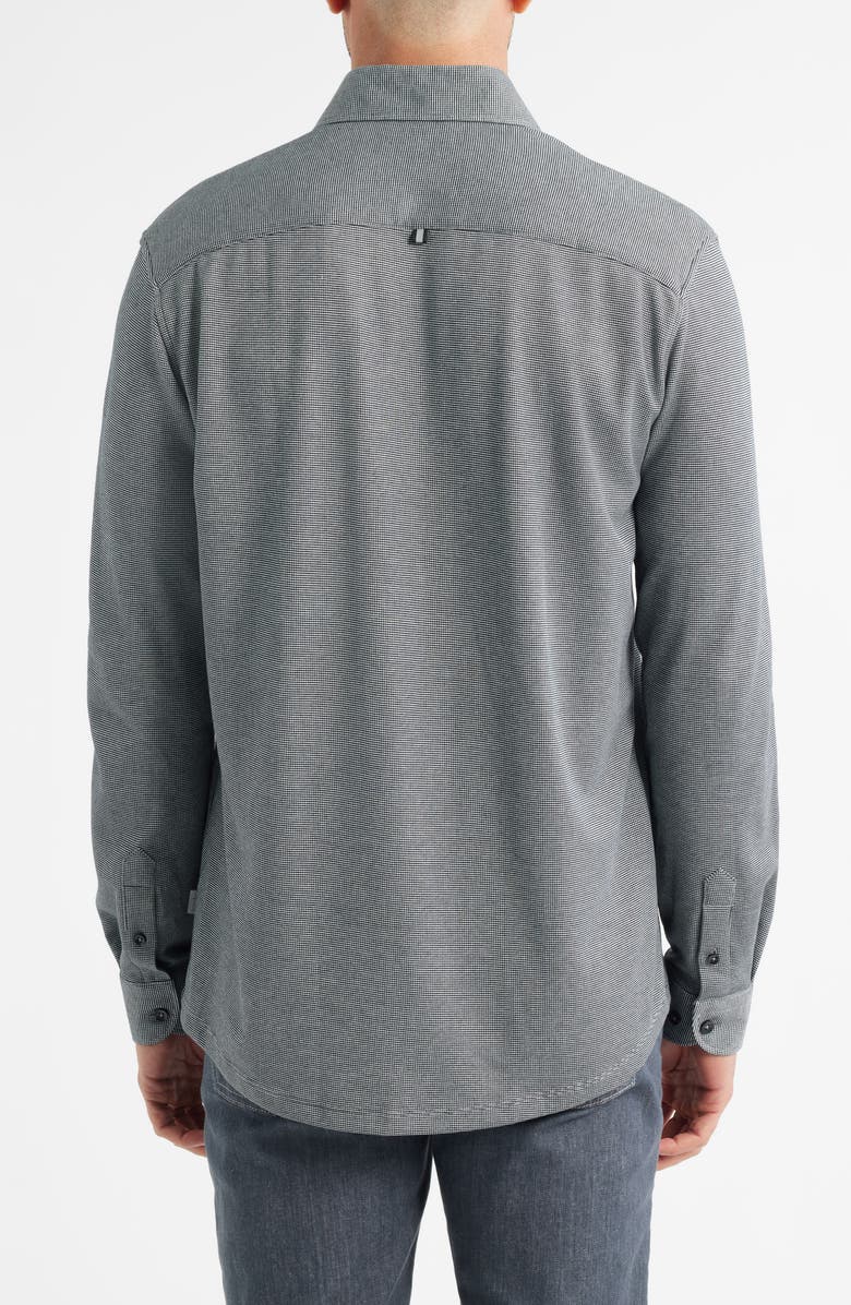 Stone Rose Origin Two-Tone Piqué Performance Button-Up Shirt, Alternate, color, Grey