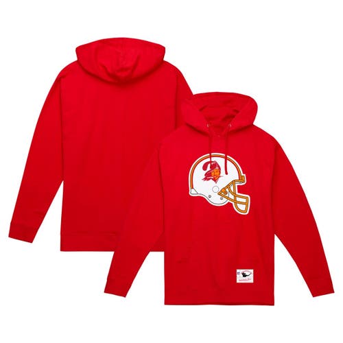 Mitchell & Ness Red Tampa Bay Buccaneers Helmet Logo Vintage Pullover Hoodie In Red