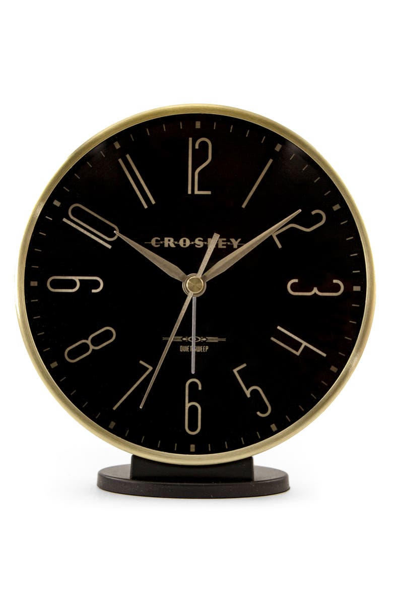 CROSLEY Analog Alarm Clock, Main, color, Black And Gold