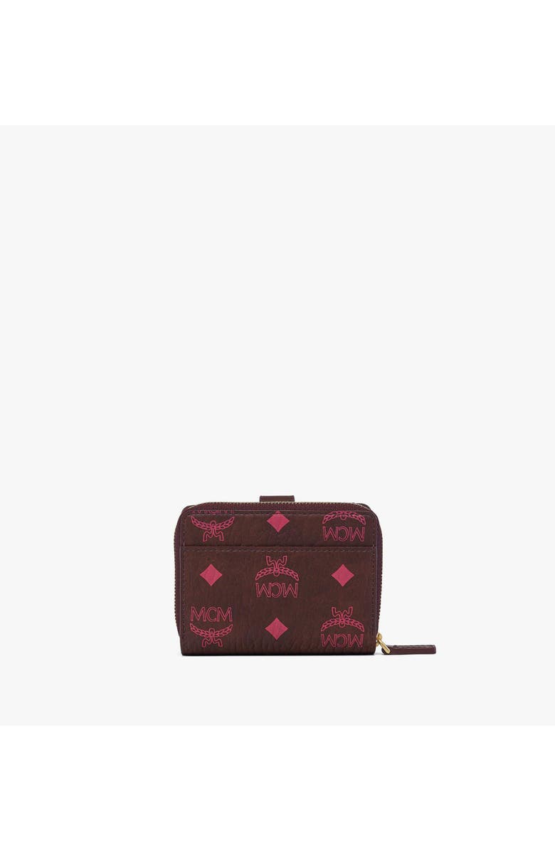 MCM Aren Brass Plate Wallet in Visetos, Alternate, color, Cinnamon