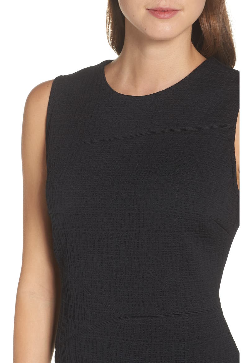 Jacquard Sheath Dress, Alternate, color, BLACK