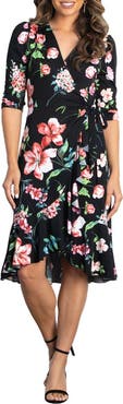 Kiyonna Flirty Flounce Midi Wrap Dress