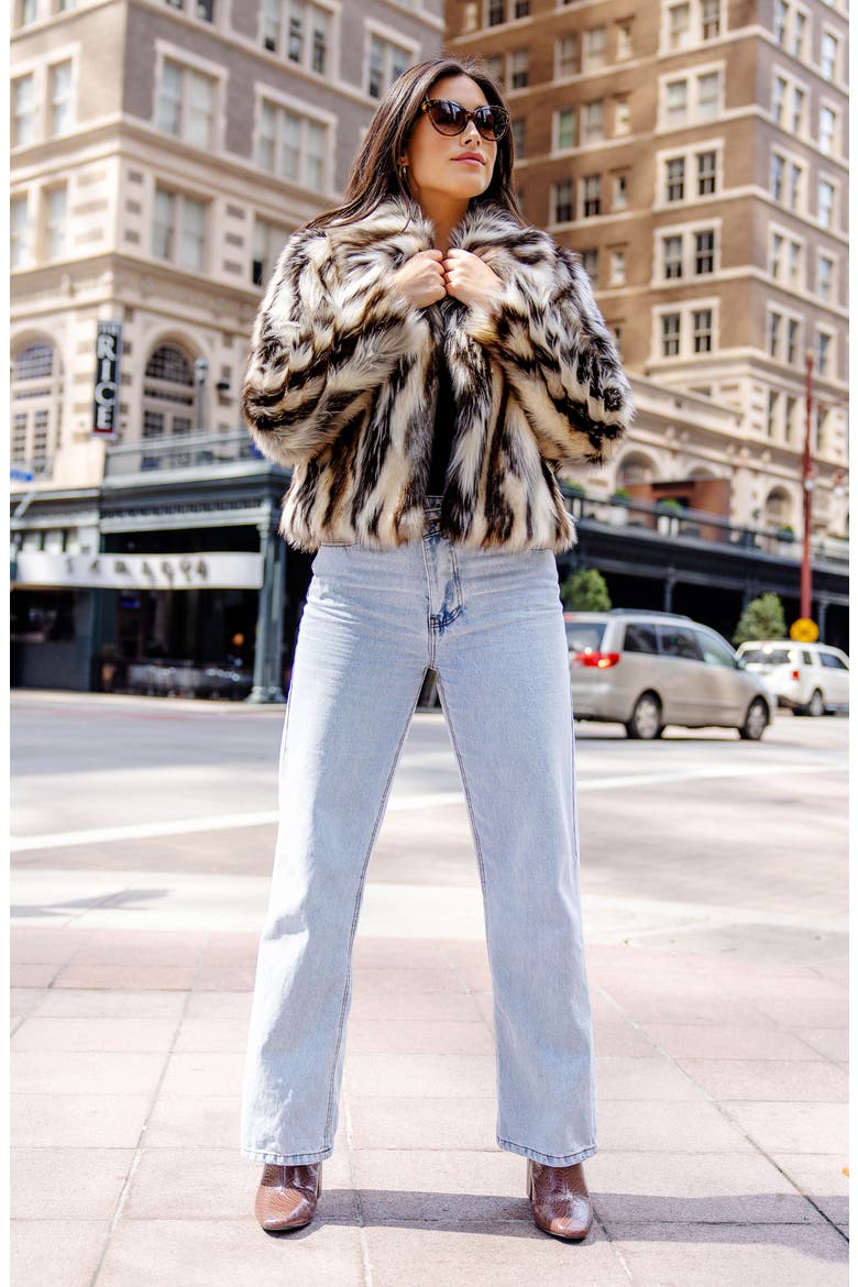 Desert Dream Faux Fur Jacket, Alternate, color, MULTI BEIGE