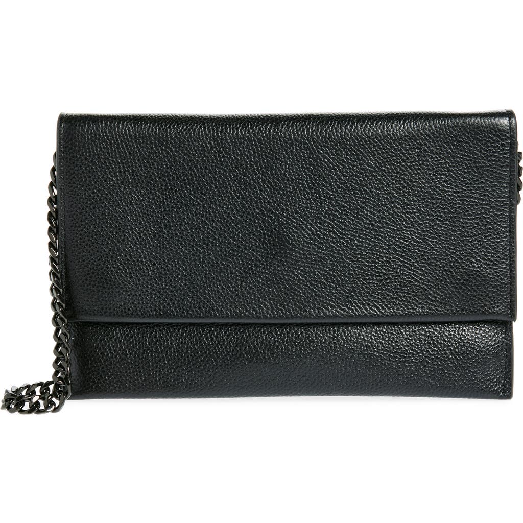 Rebecca Minkoff Lou Flap Pebbled Leather Clutch In Black