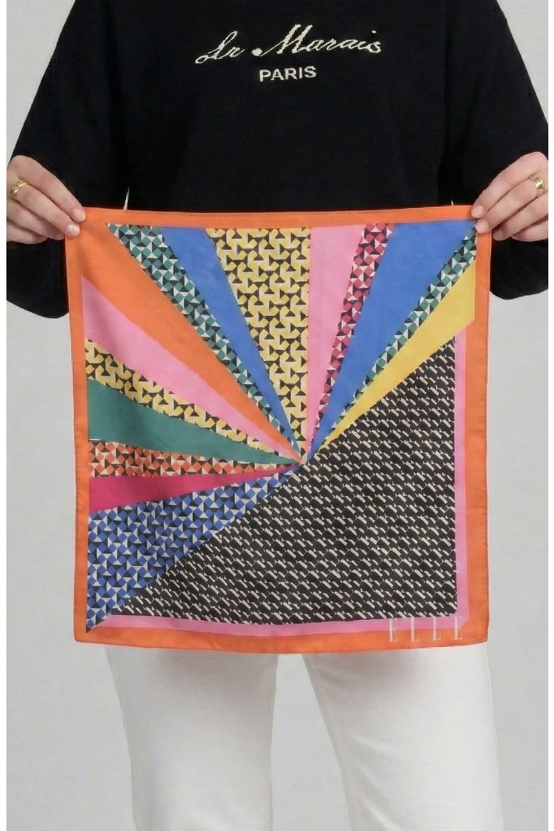 Printed Satin Scarf, Alternate, color, MULTI