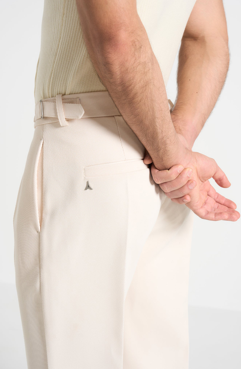 Manière De Voir Dorian Relaxed Fit Twill Pleated Tailored Trousers, Alternate, color, Cream