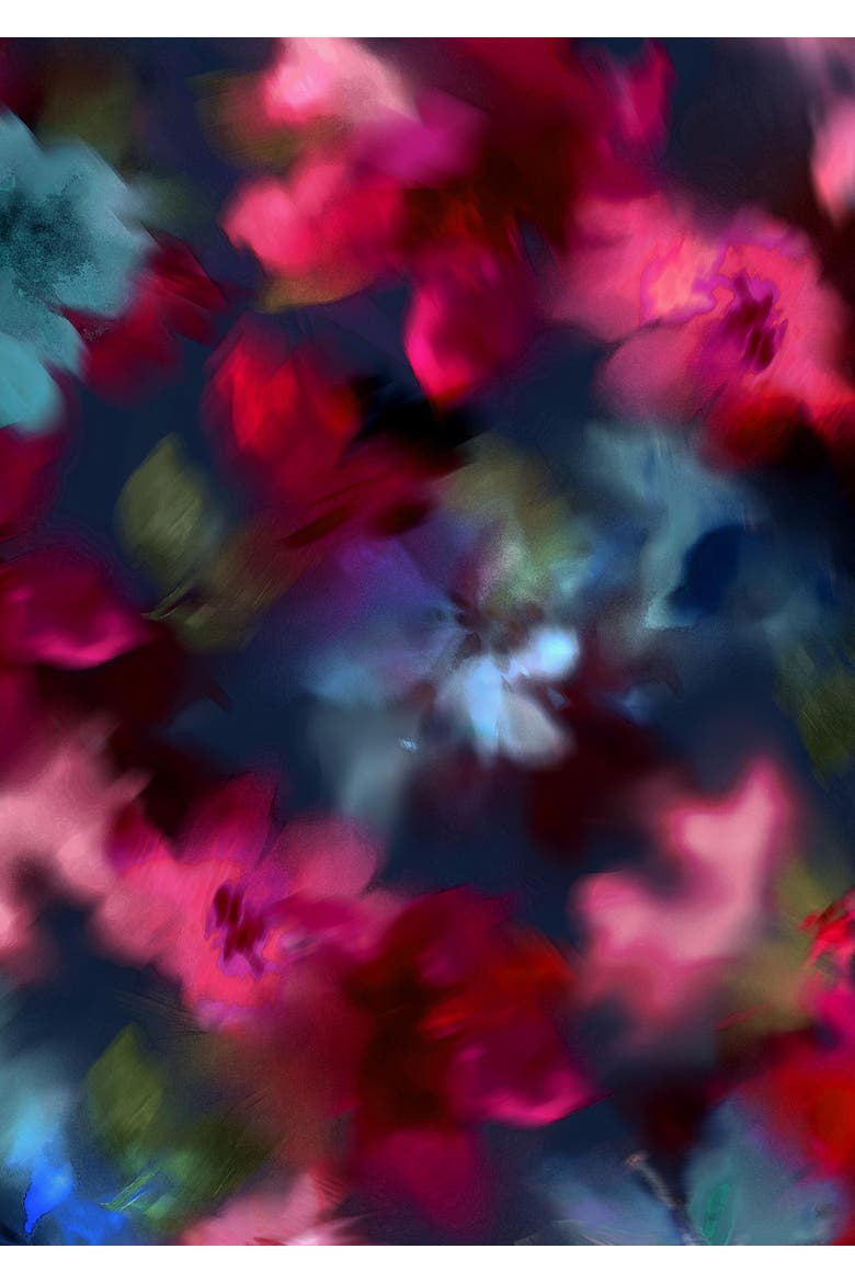 Handfinished Silk Blend Floral Wrap, Alternate, color, Moonlit Florals