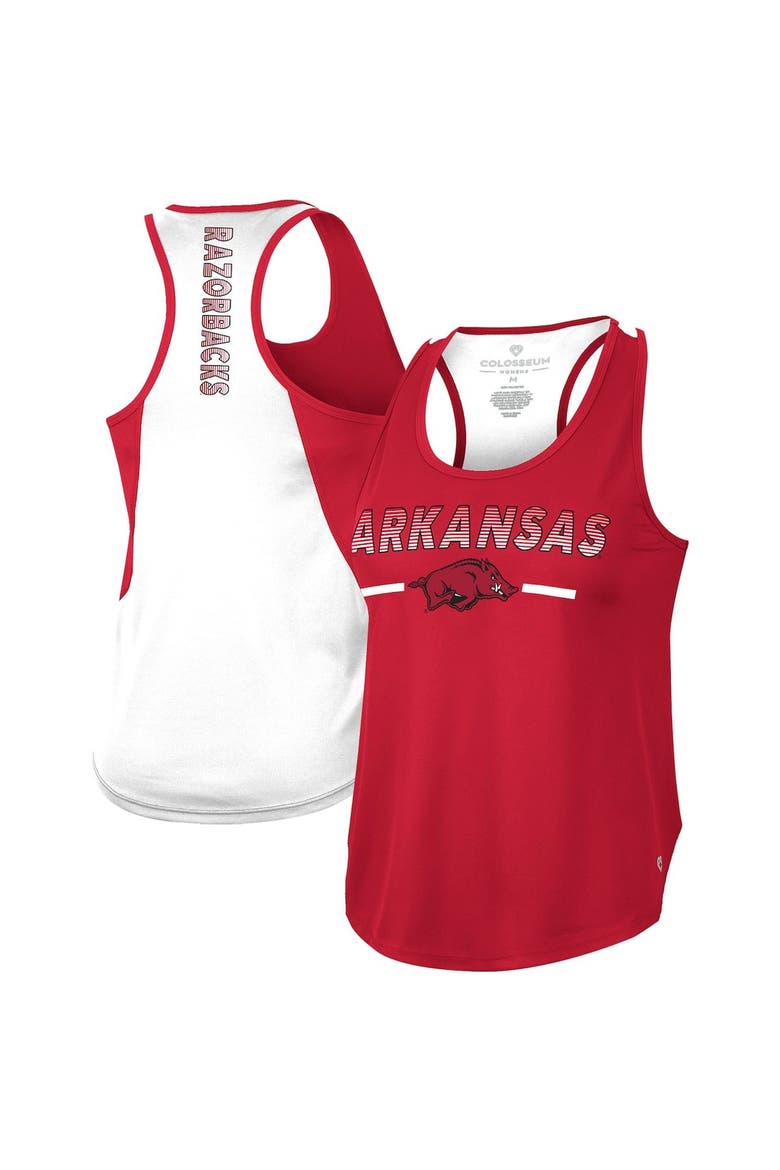 Women's Colosseum Cardinal Arkansas Razorbacks Sachs 2-Hit Scoop Neck Racerback Tank Top, Main, color, Cardinal