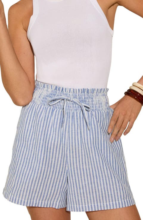 Stripe Cotton & Linen Shorts