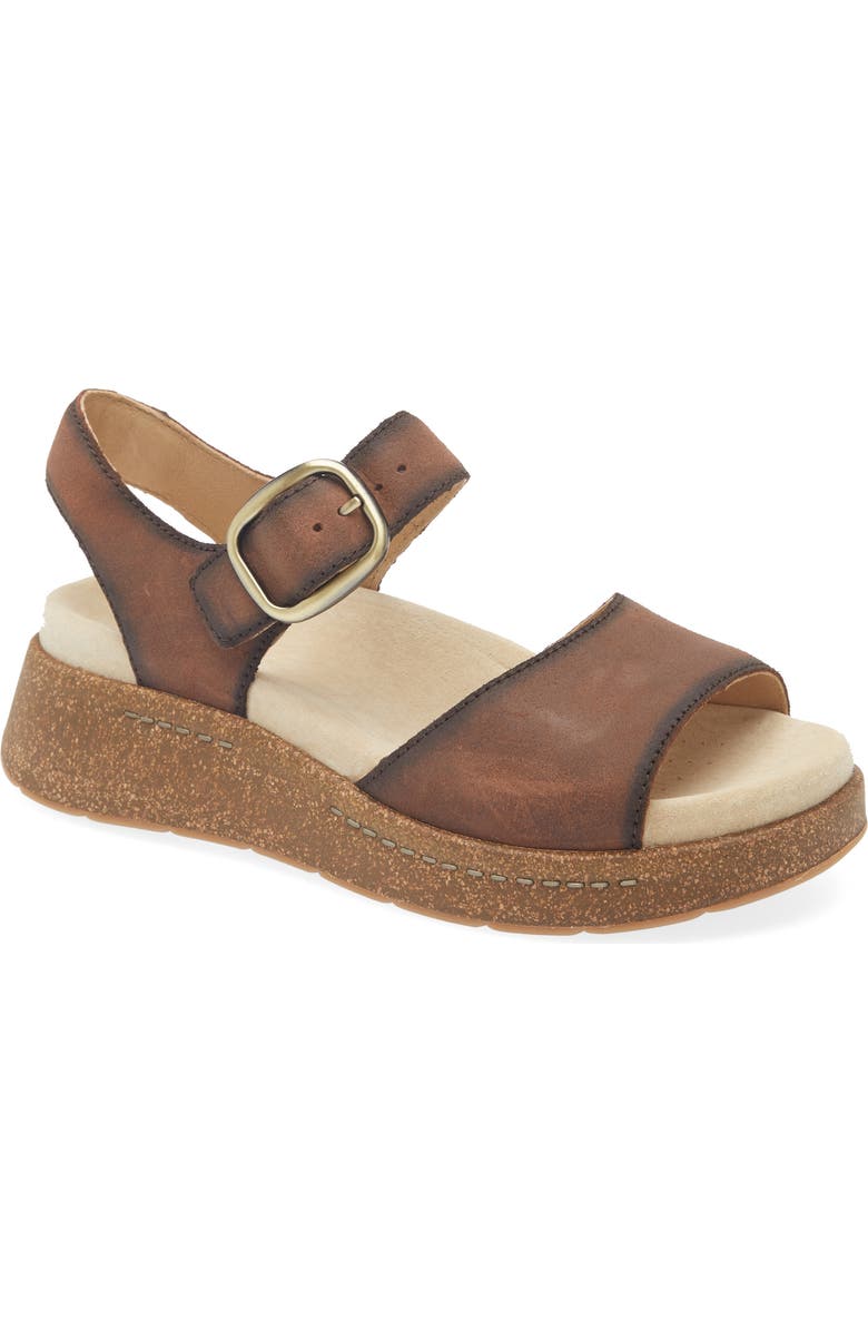 Dansko Bianca Platform Wedge Sandal, Main, color, Brown