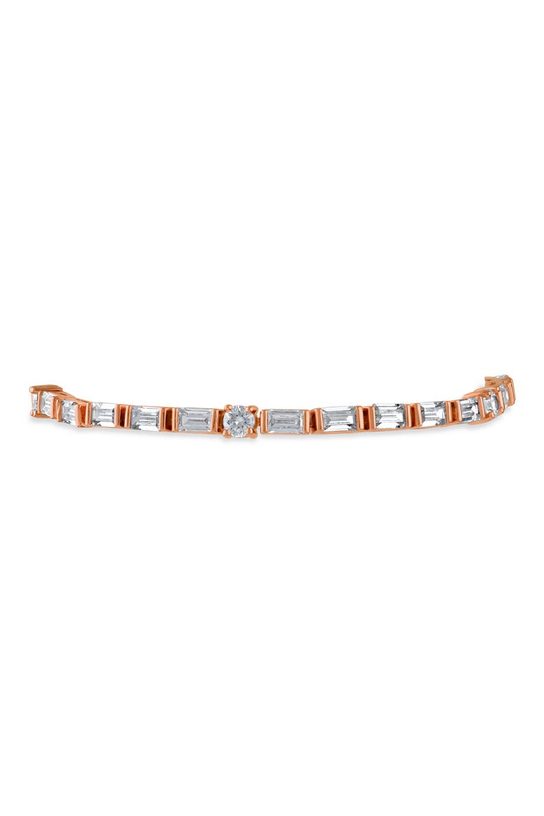 Baguette & Round Cubic Zirconia Tennis Bracelet, Main, color, CLEAR-ROSE GOLD