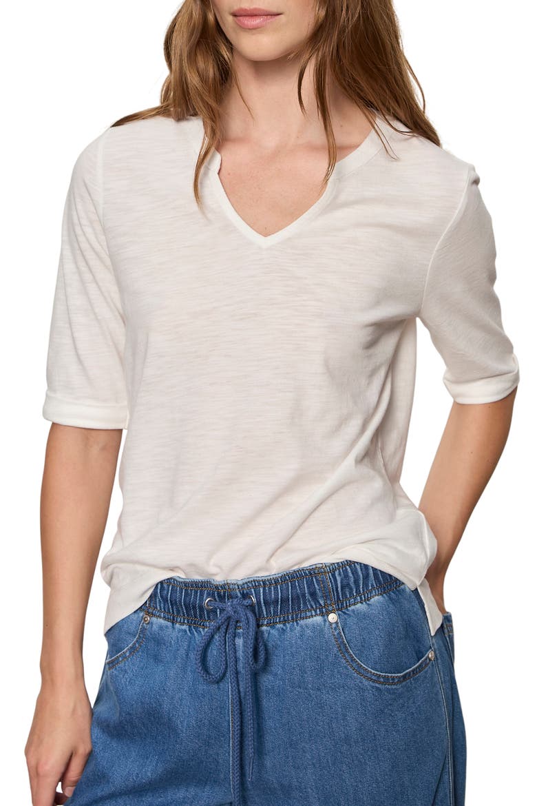 Dolce Notch Neck Top, Alternate, color, CHALK