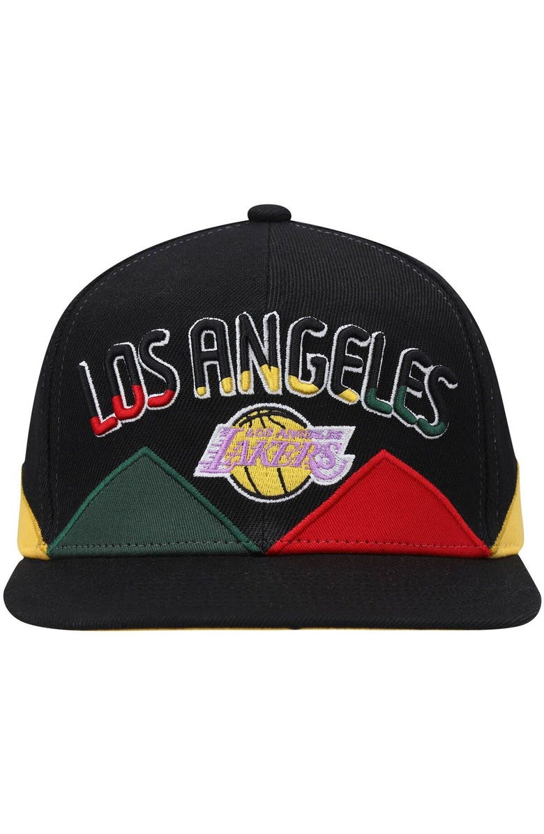 Mitchell & Ness Men's Mitchell & Ness Black Los Angeles Lakers Hardwood Classics Black History Month Snapback Hat, Alternate, color, 