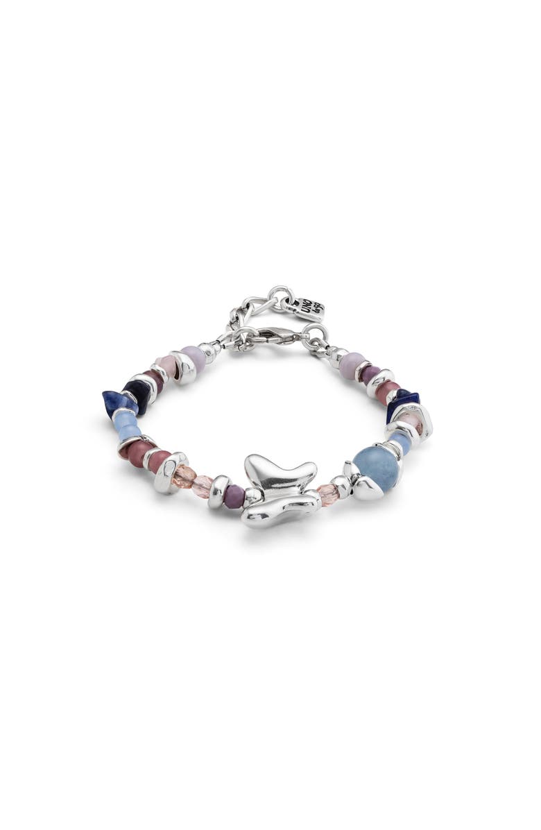 UNODE50 Sterling silver-plated beaded bracelet with multicolor handmade crystals, Main, color, Silver