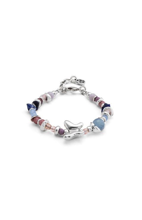 Sterling silver-plated beaded bracelet with multicolor handmade crystals